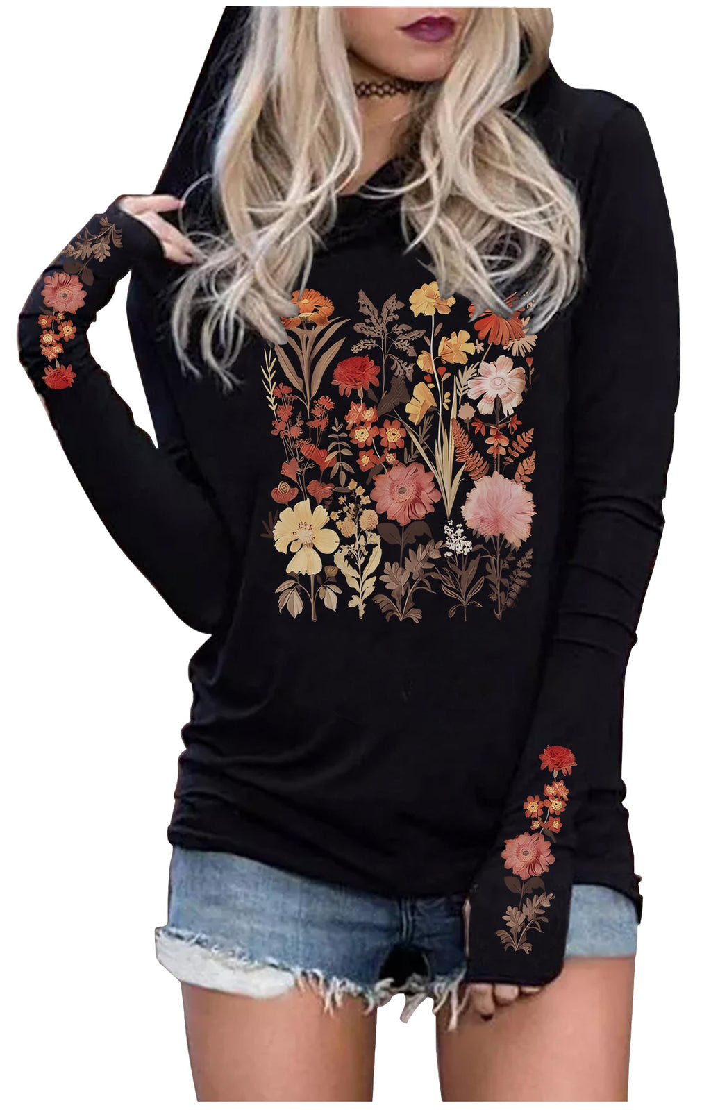 Hoodies Shirts for Women Early Fall Long Sleeve Tops Vintage Graphic Outfit