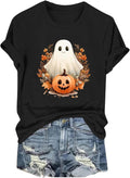 Womens Cotton T Shirts Halloween Cute Graphic Tees Fall Casual Tops