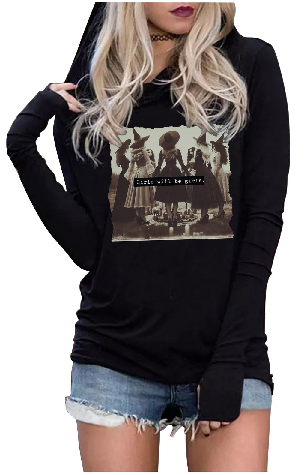 Hoodies Shirts for Women Early Fall Long Sleeve Tops Vintage Graphic Outfit