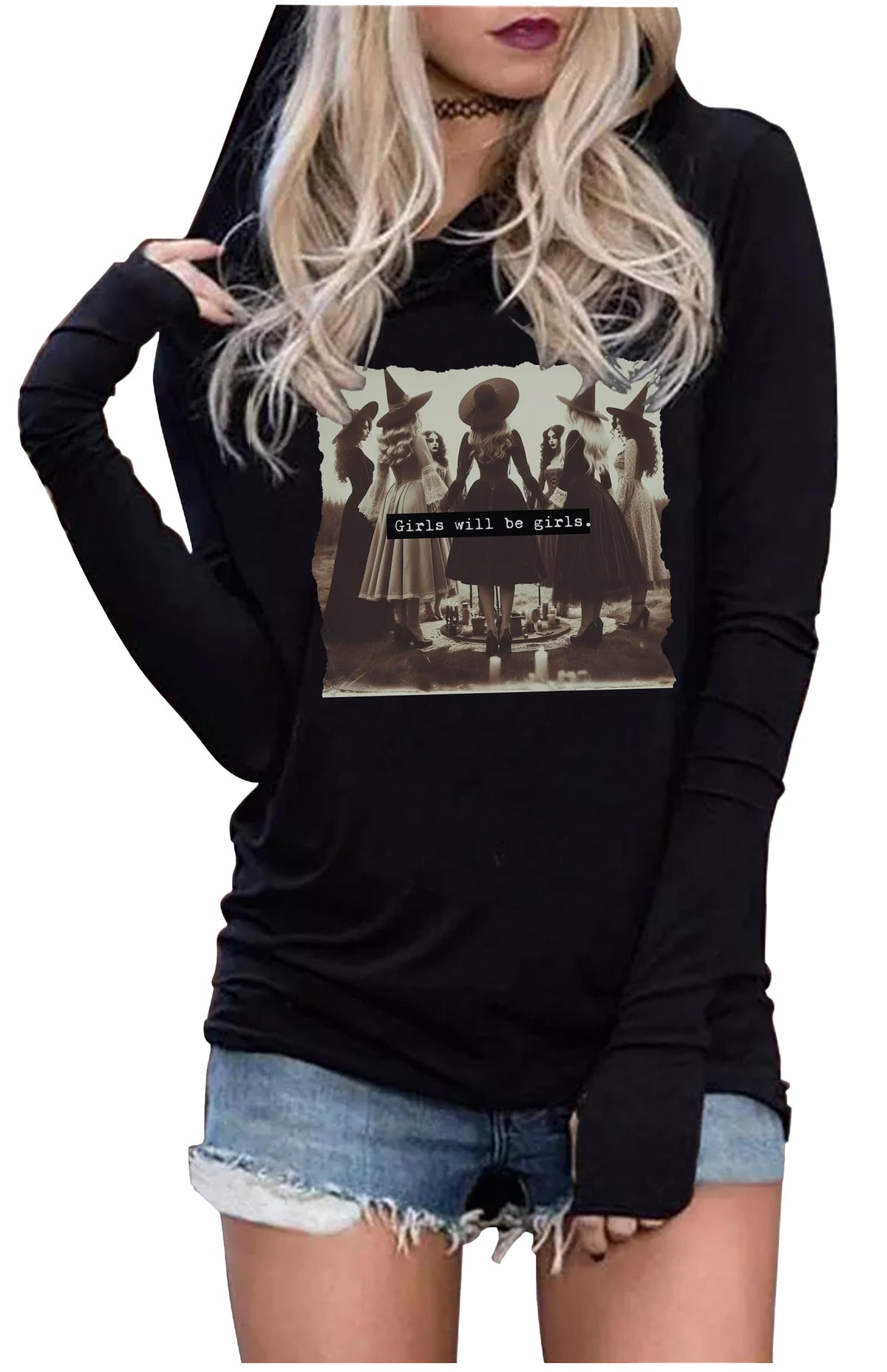 Hoodies Shirts for Women Early Fall Long Sleeve Tops Vintage Graphic Outfit