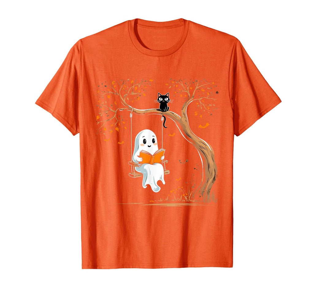 Vintage Ghost Swing Reading Book Swinging Halloween Costume T-Shirt