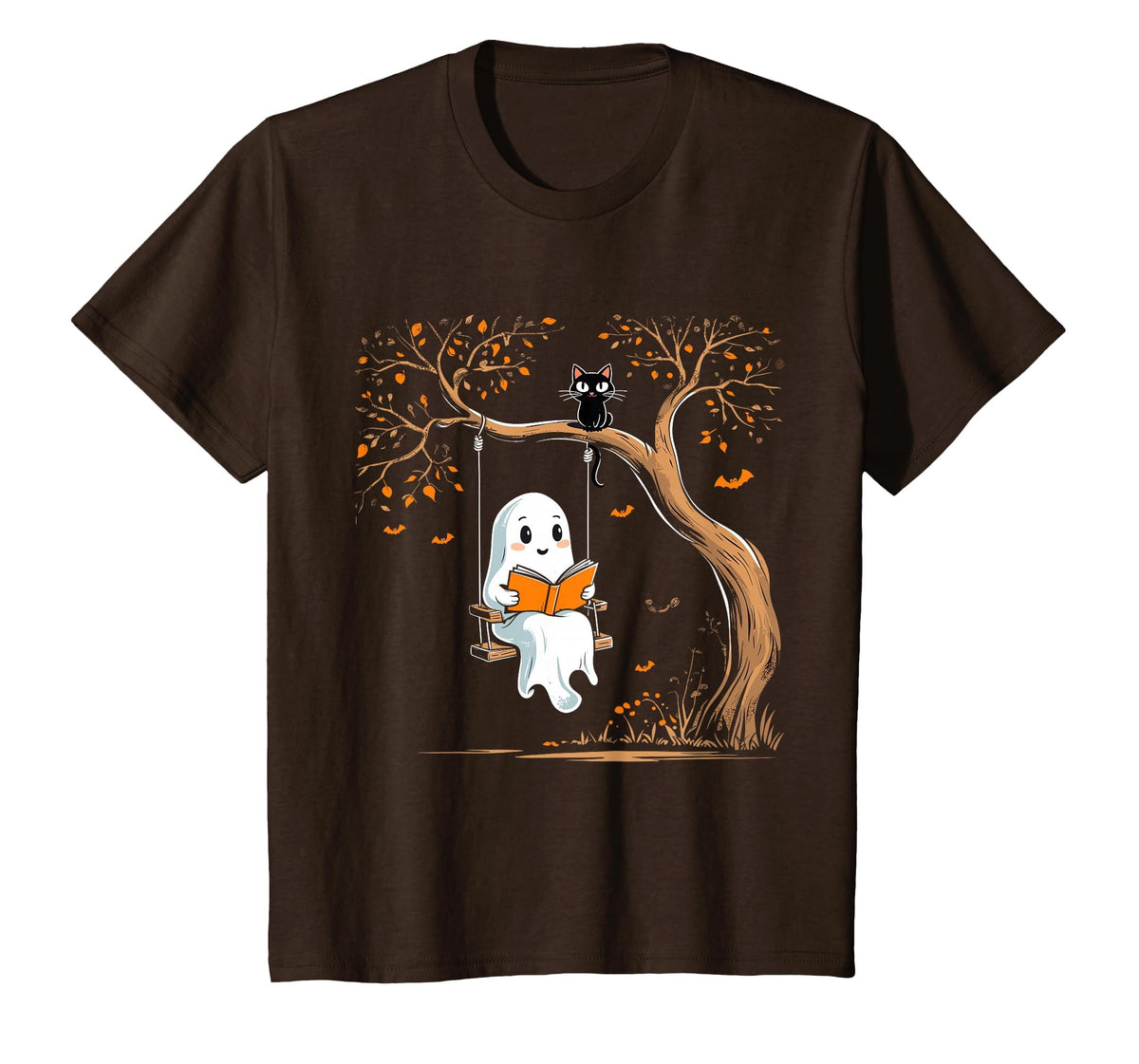 Vintage Ghost Swing Reading Book Swinging Halloween Costume T-Shirt