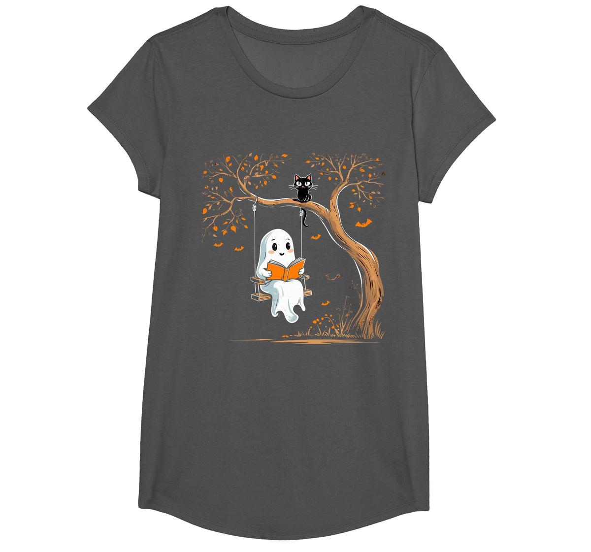 Vintage Ghost Swing Reading Book Swinging Halloween Costume T-Shirt