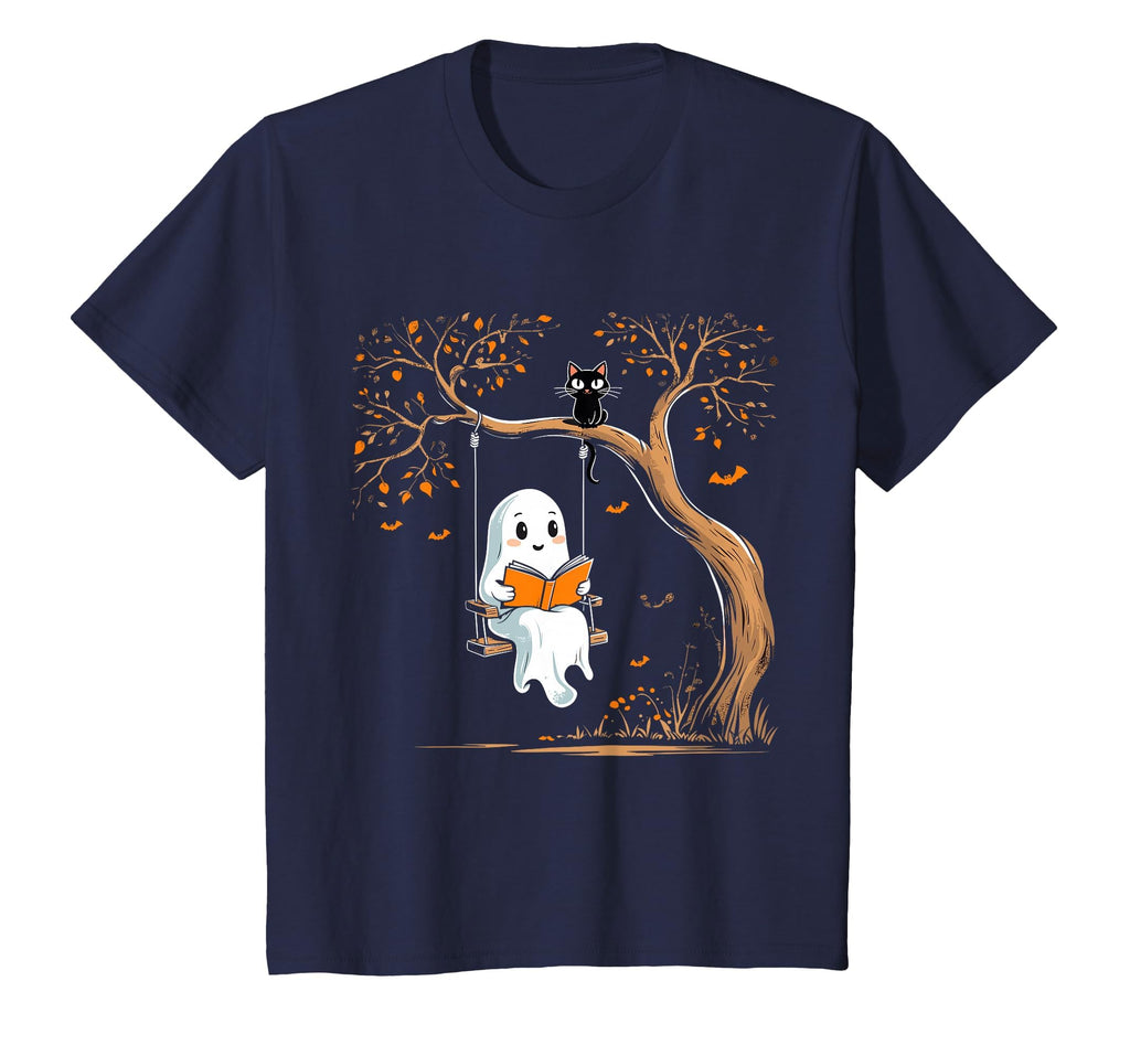 Vintage Ghost Swing Reading Book Swinging Halloween Costume T-Shirt