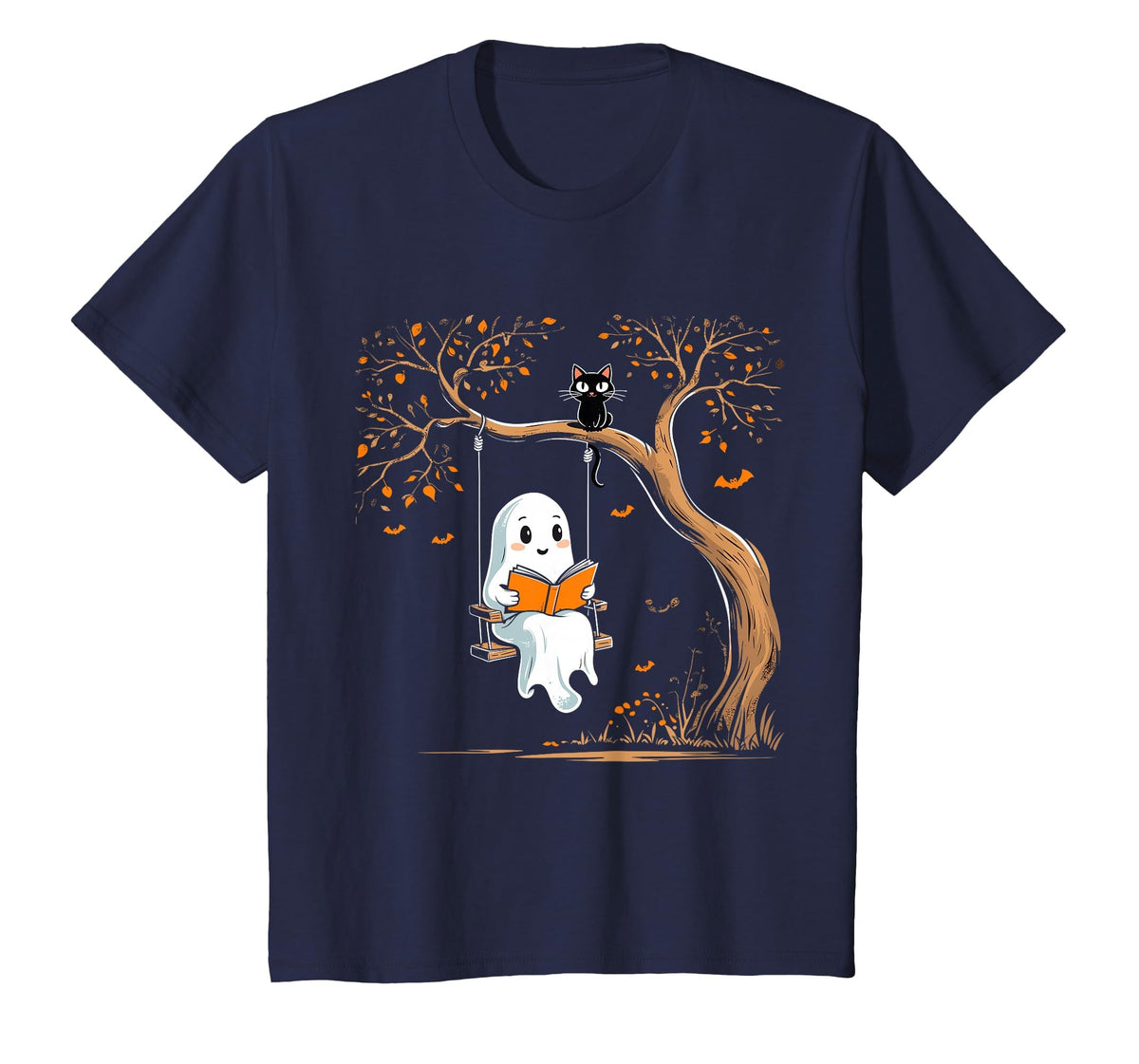 Vintage Ghost Swing Reading Book Swinging Halloween Costume T-Shirt
