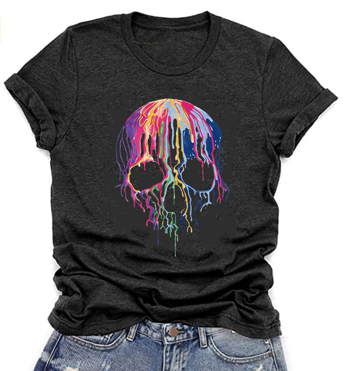 Hot Coffee Skeleton Shirt for Women Halloween Skeleton T-Shirt Funny Fall Skull Graphic Tees Tops Blouse Gift