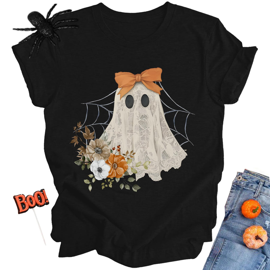 Halloween Shirt for Women Ghost Costume Spooky Season Tee Tops