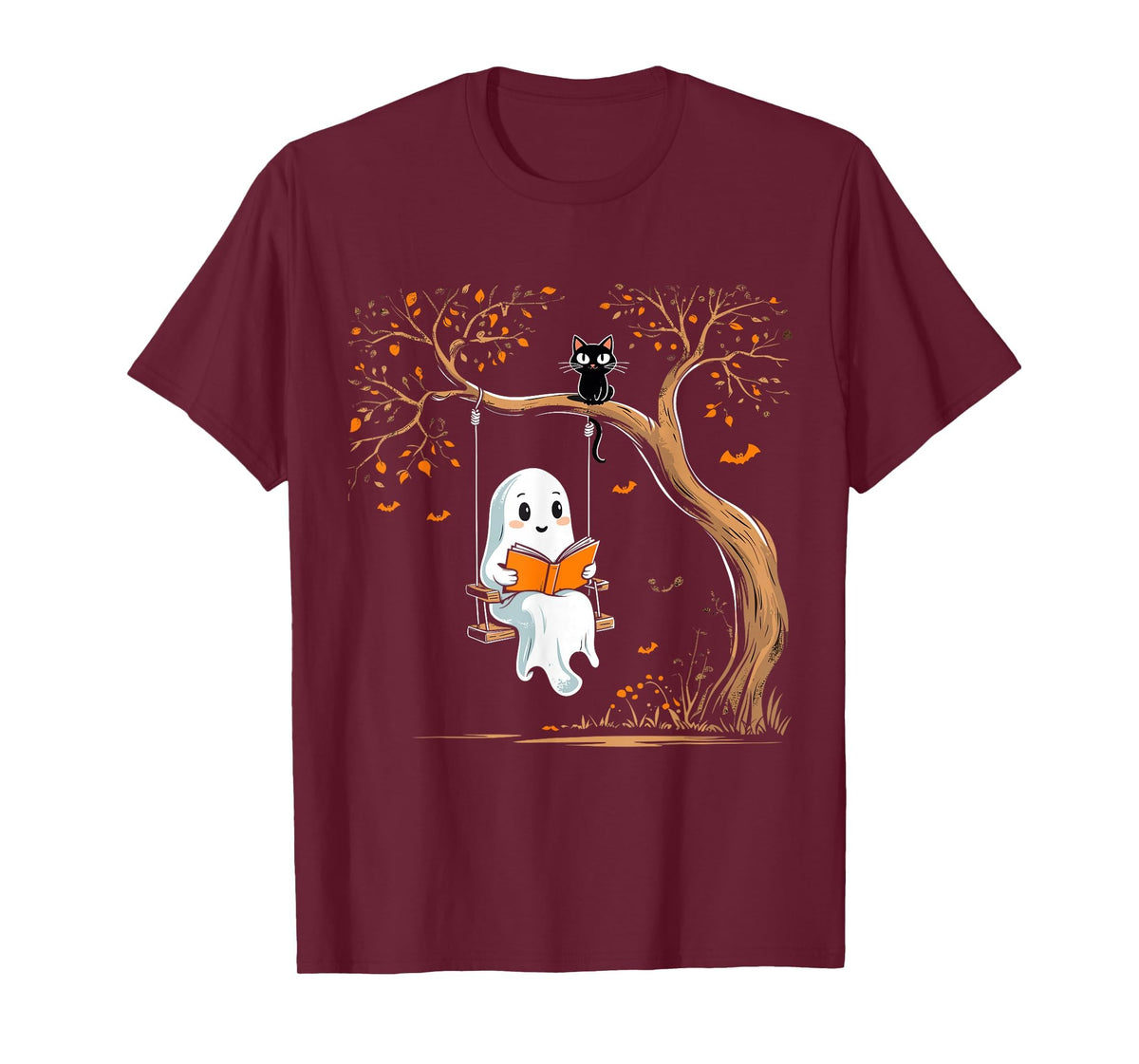 Vintage Ghost Swing Reading Book Swinging Halloween Costume T-Shirt