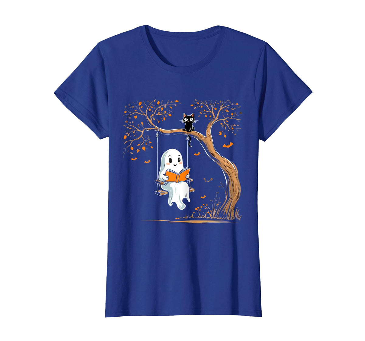 Vintage Ghost Swing Reading Book Swinging Halloween Costume T-Shirt