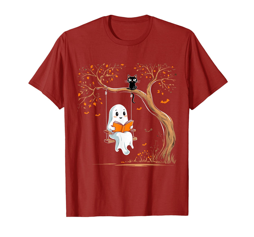 Vintage Ghost Swing Reading Book Swinging Halloween Costume T-Shirt