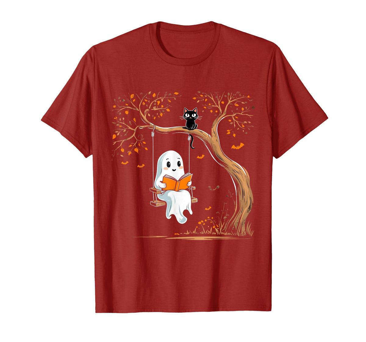 Vintage Ghost Swing Reading Book Swinging Halloween Costume T-Shirt