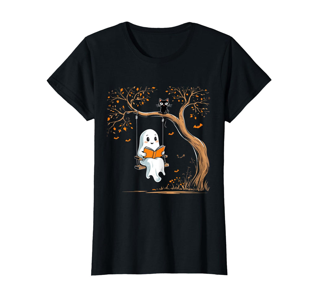 Vintage Ghost Swing Reading Book Swinging Halloween Costume T-Shirt