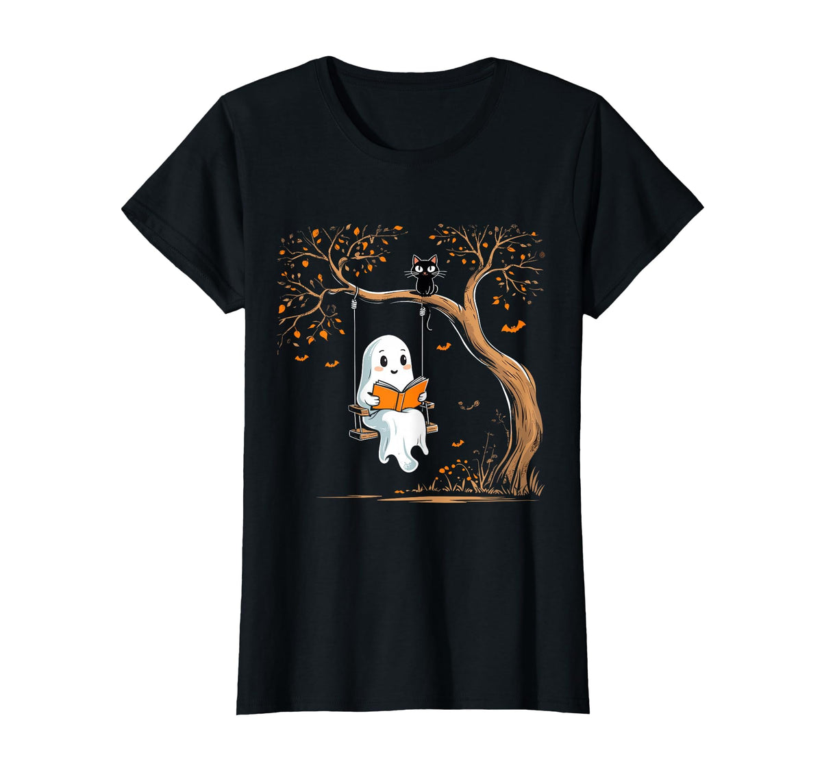 Vintage Ghost Swing Reading Book Swinging Halloween Costume T-Shirt