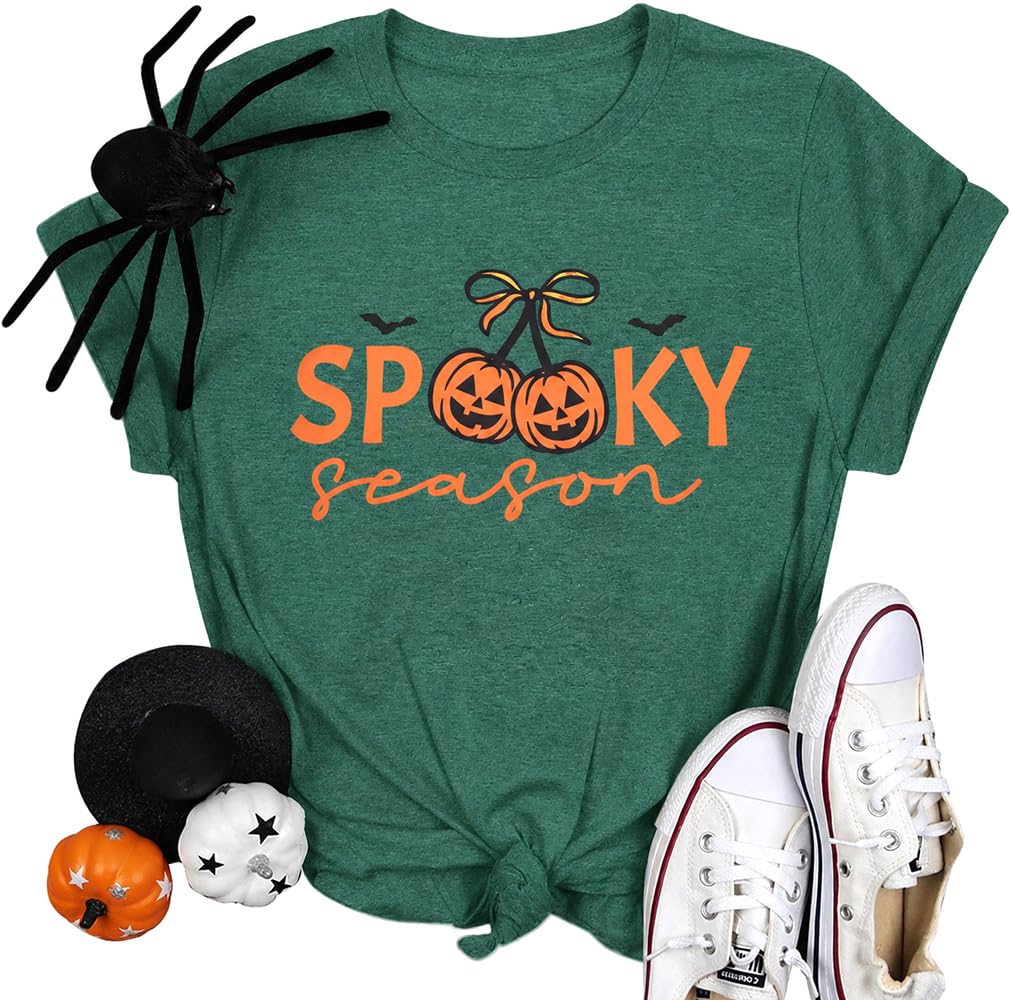Halloween Spooky Shirt Women Spooky Season Shirts Ghost Fall Tee Top