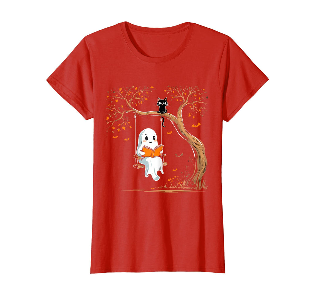 Vintage Ghost Swing Reading Book Swinging Halloween Costume T-Shirt