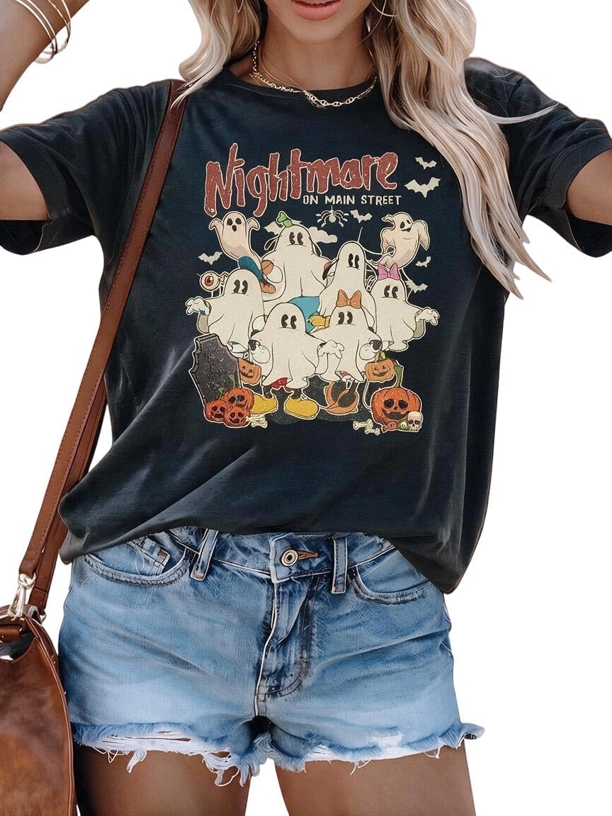 Halloween Shirts for Women Magical Halloween Shirt Cute Ghost Graphic Tees