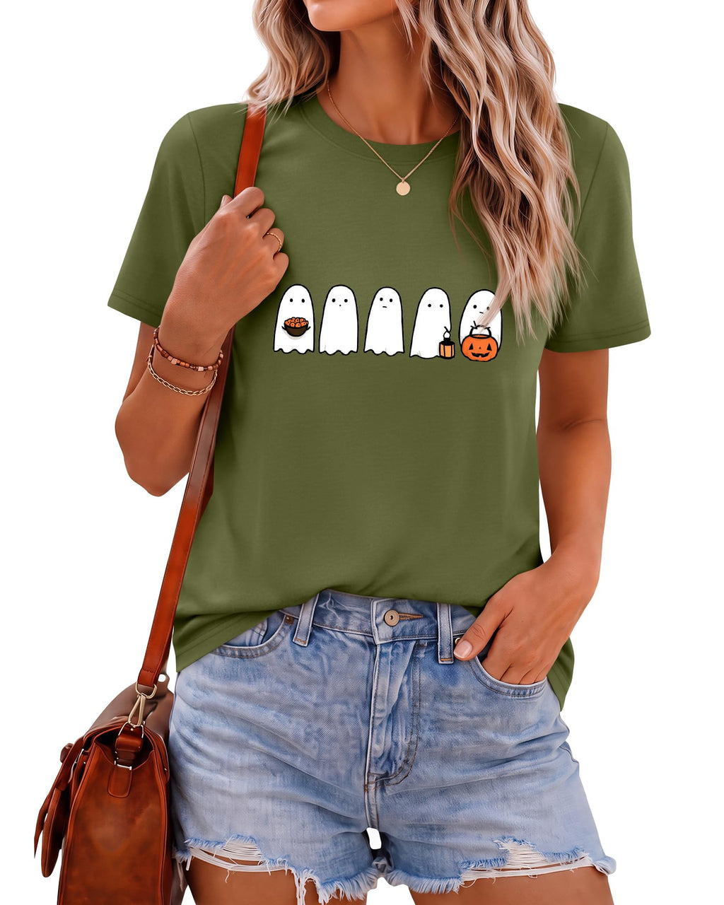 Huukeay Women Halloween Shirt Spooky Ghost Graphic