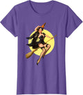 Vintage Pin up Witch Halloween Pinup Girl Funny Ilustration T-Shirt