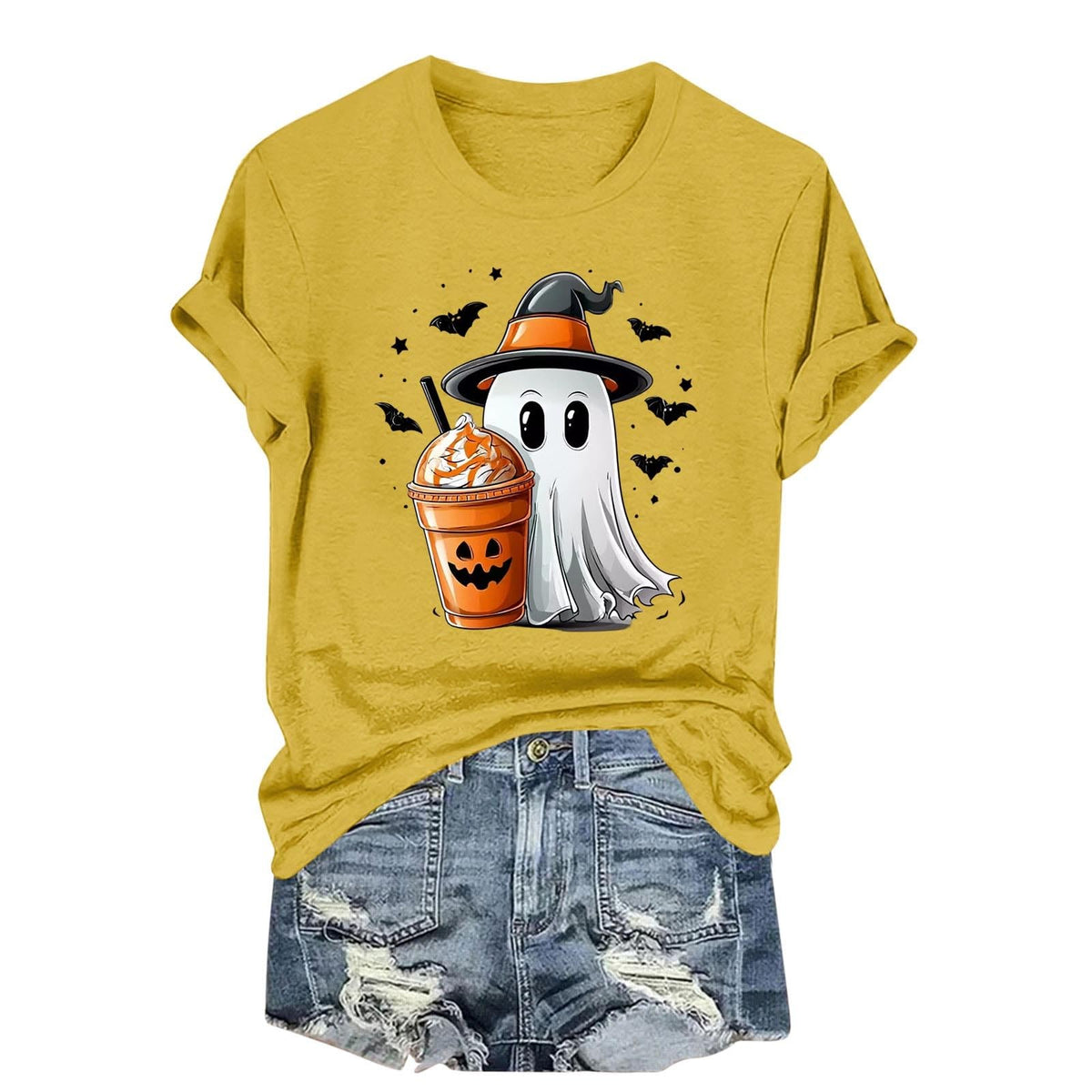 Womens Cotton T Shirts Halloween Cute Graphic Tees Fall Casual Tops