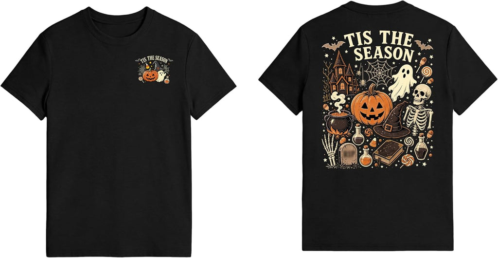 Halloween Shirt for Men Dancing Skeleton Tshirt Pumpkin Graphic Tee