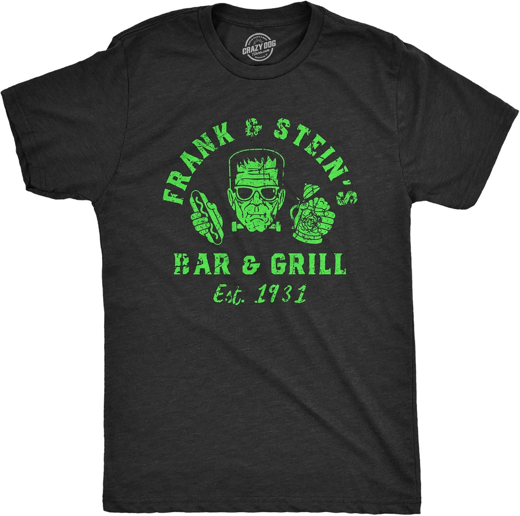 Halloween Mens Frank and Steins Bar and Grill Frankenstein Tees