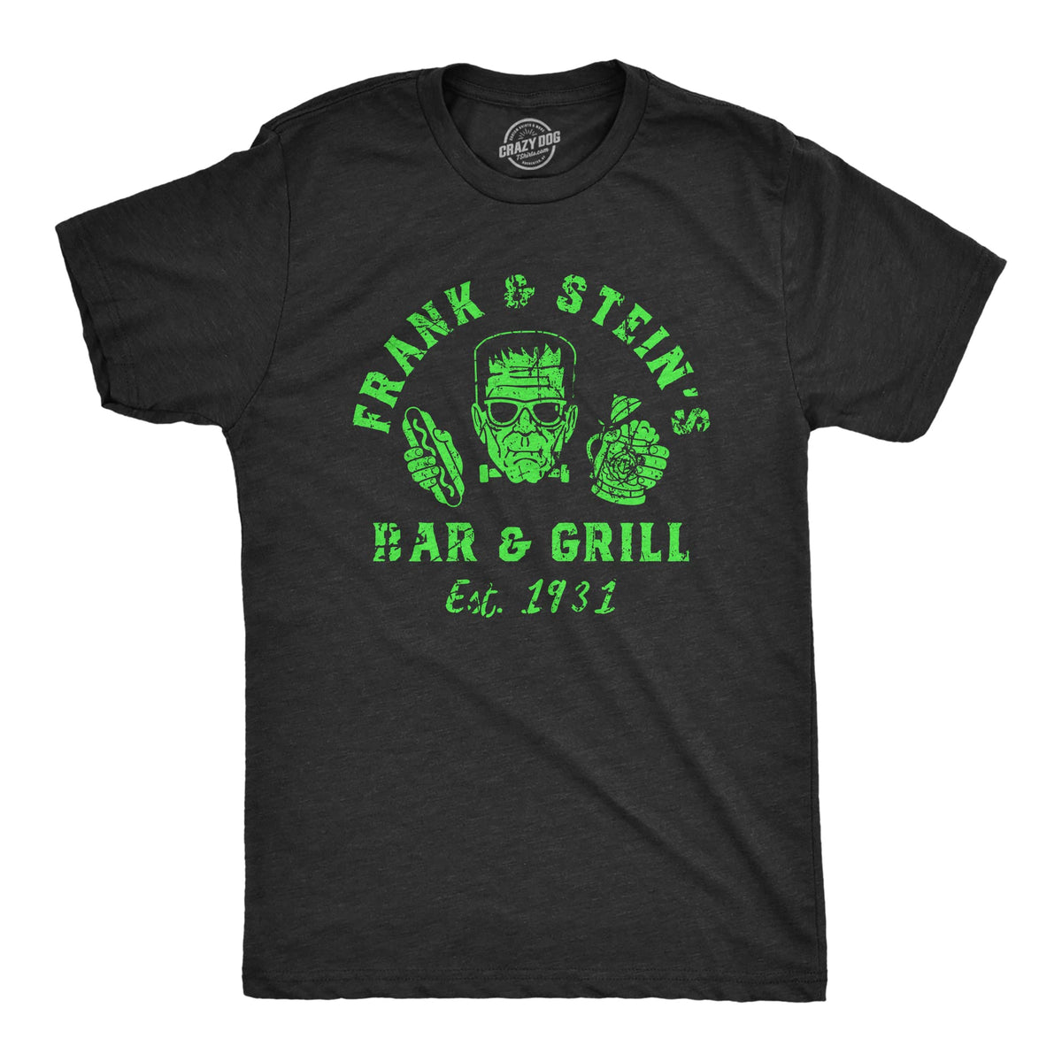 Halloween Mens Frank and Steins Bar and Grill Frankenstein Tees