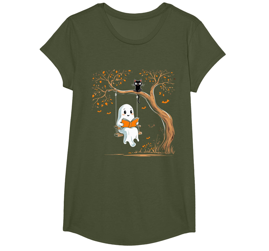 Vintage Ghost Swing Reading Book Swinging Halloween Costume T-Shirt