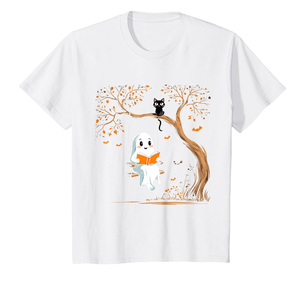 Vintage Ghost Swing Reading Book Swinging Halloween Costume T-Shirt