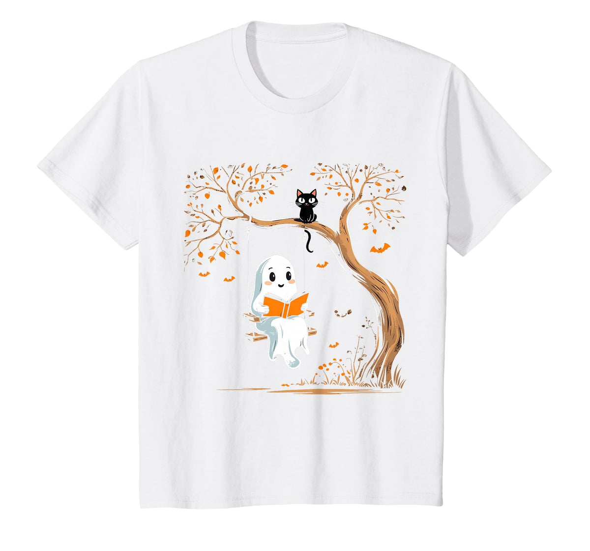 Vintage Ghost Swing Reading Book Swinging Halloween Costume T-Shirt