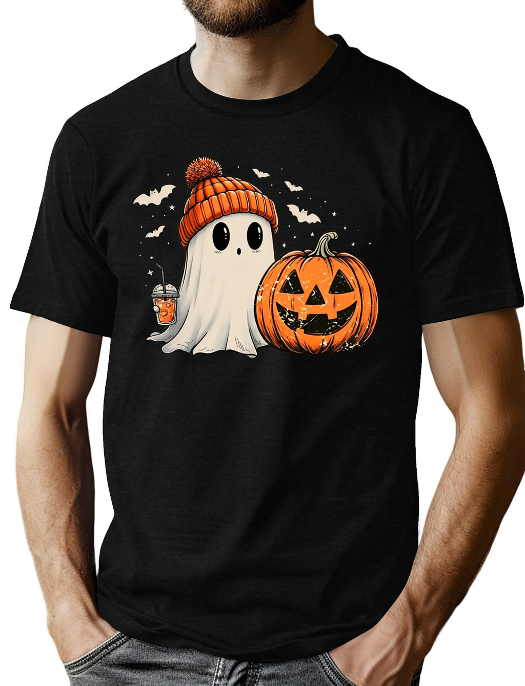 Halloween Shirts for Men Spooky Season Shirt Fall Pumpkin Graphic Tee
