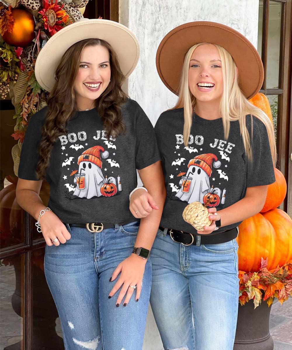 Halloween Shirts Women Ghost Shirt Spooky Season Tee Fall Tops
