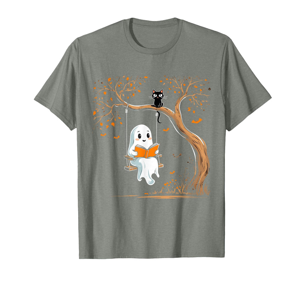 Vintage Ghost Swing Reading Book Swinging Halloween Costume T-Shirt