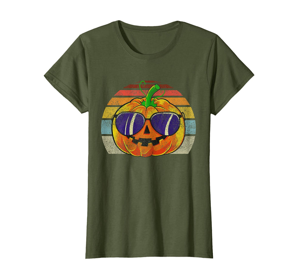 Cool Pumpkin Retro Style Halloween Vintage Women Men Kids T-Shirt