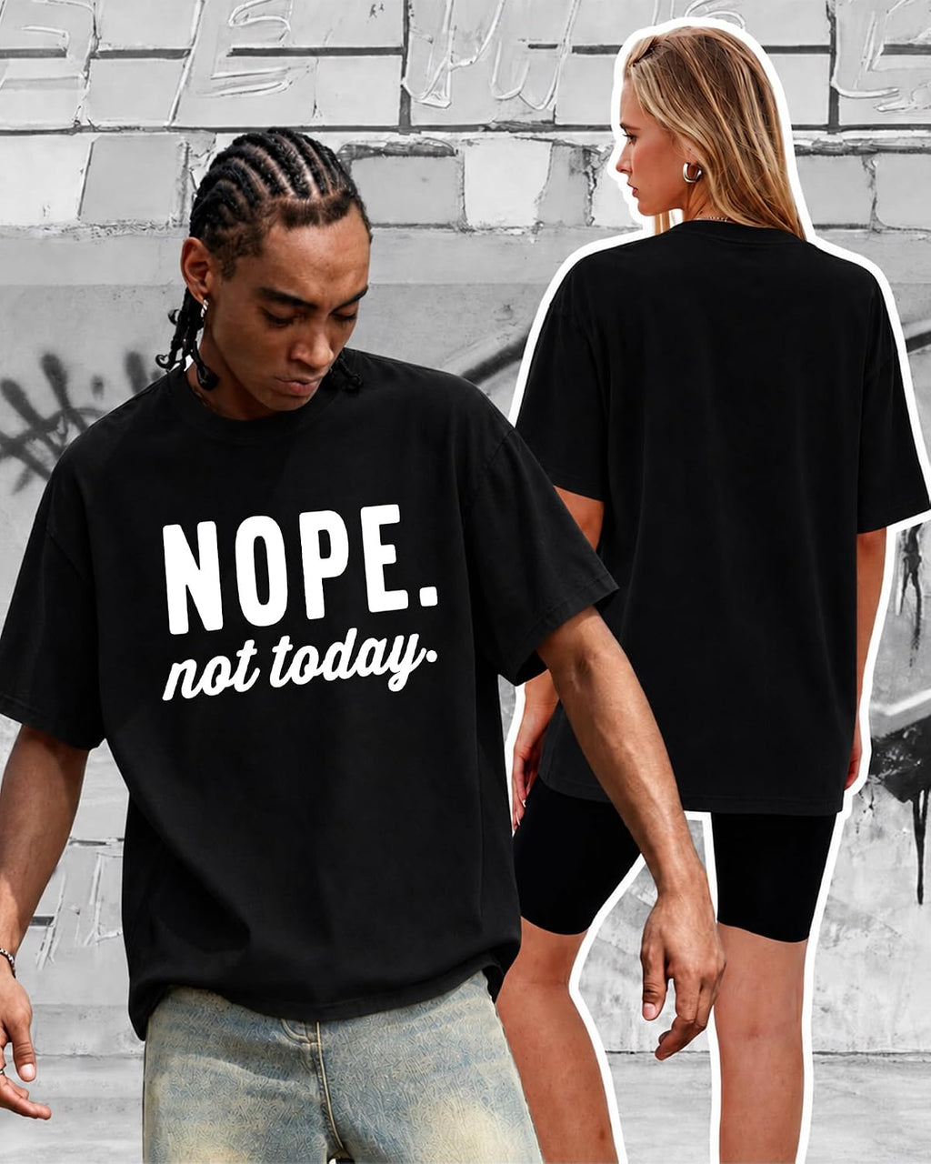 KUYIGO Mens Nope Not Today Graphic T Shirt Funny Quote Tee