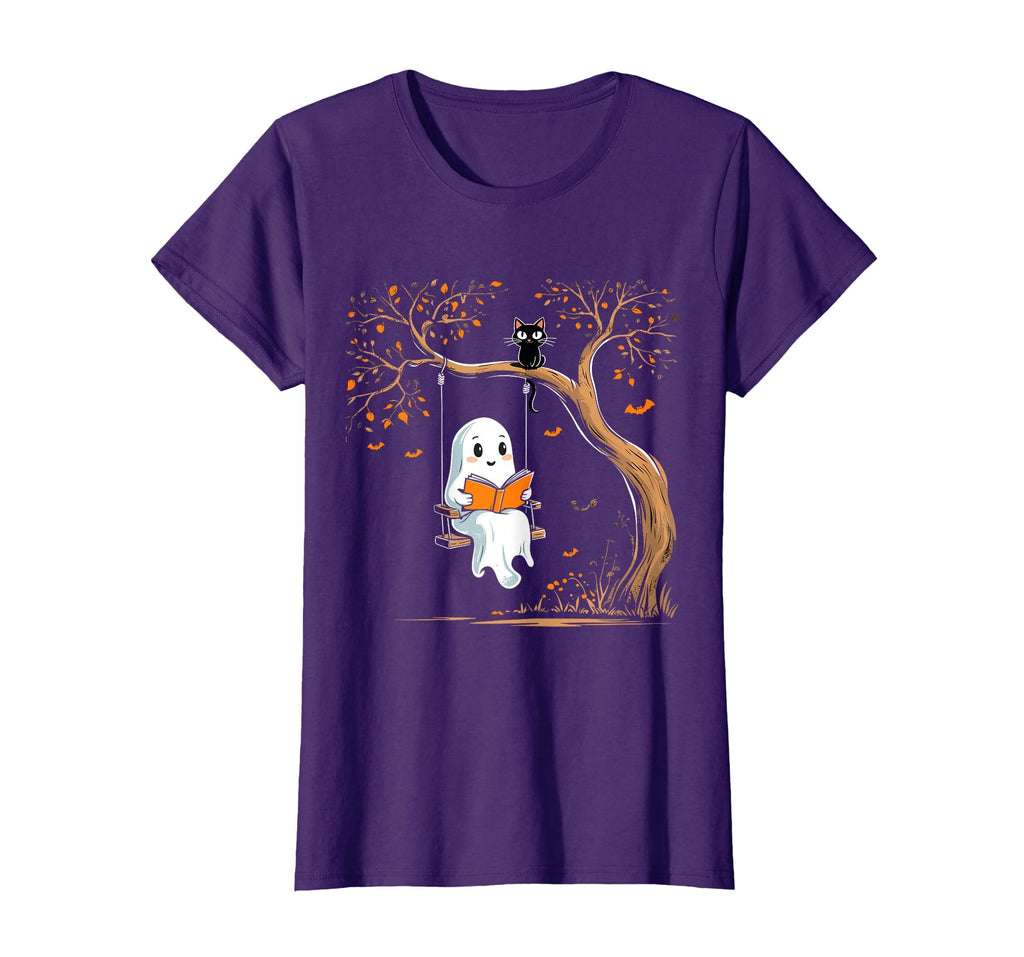Vintage Ghost Swing Reading Book Swinging Halloween Costume T-Shirt
