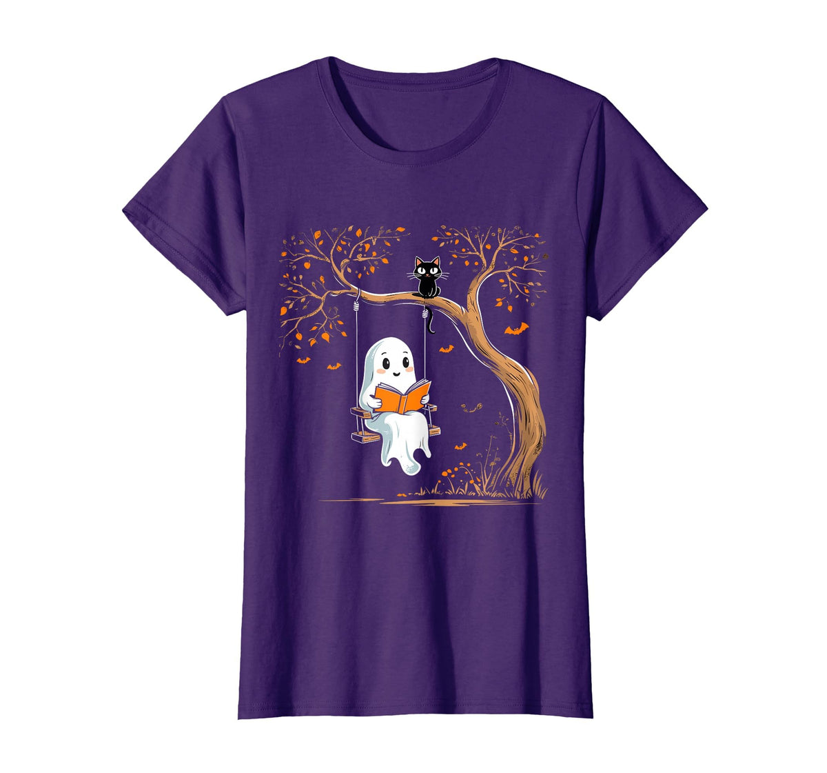 Vintage Ghost Swing Reading Book Swinging Halloween Costume T-Shirt