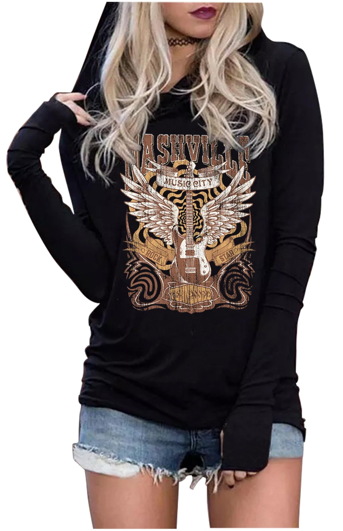 Hoodies Shirts for Women Early Fall Long Sleeve Tops Vintage Graphic Outfit