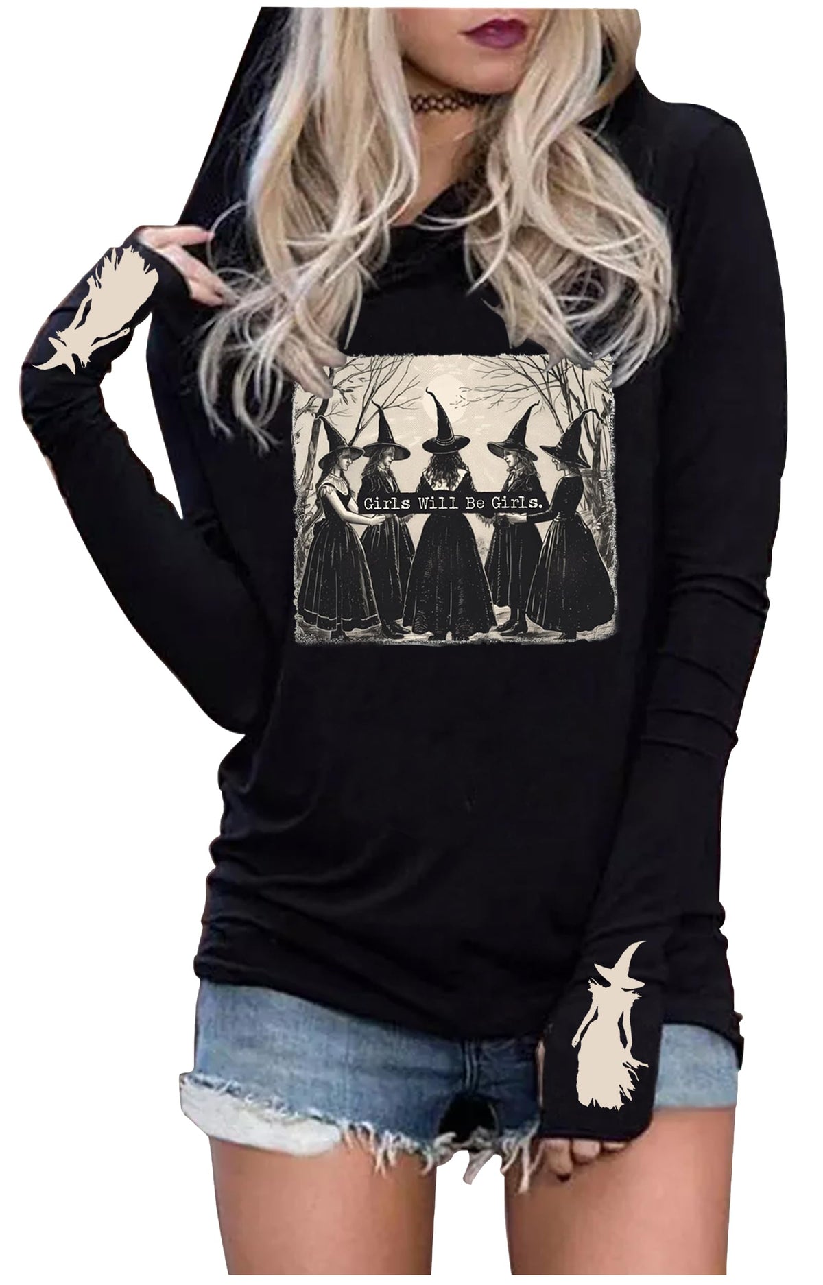 Hoodies Shirts for Women Early Fall Long Sleeve Tops Vintage Graphic Outfit