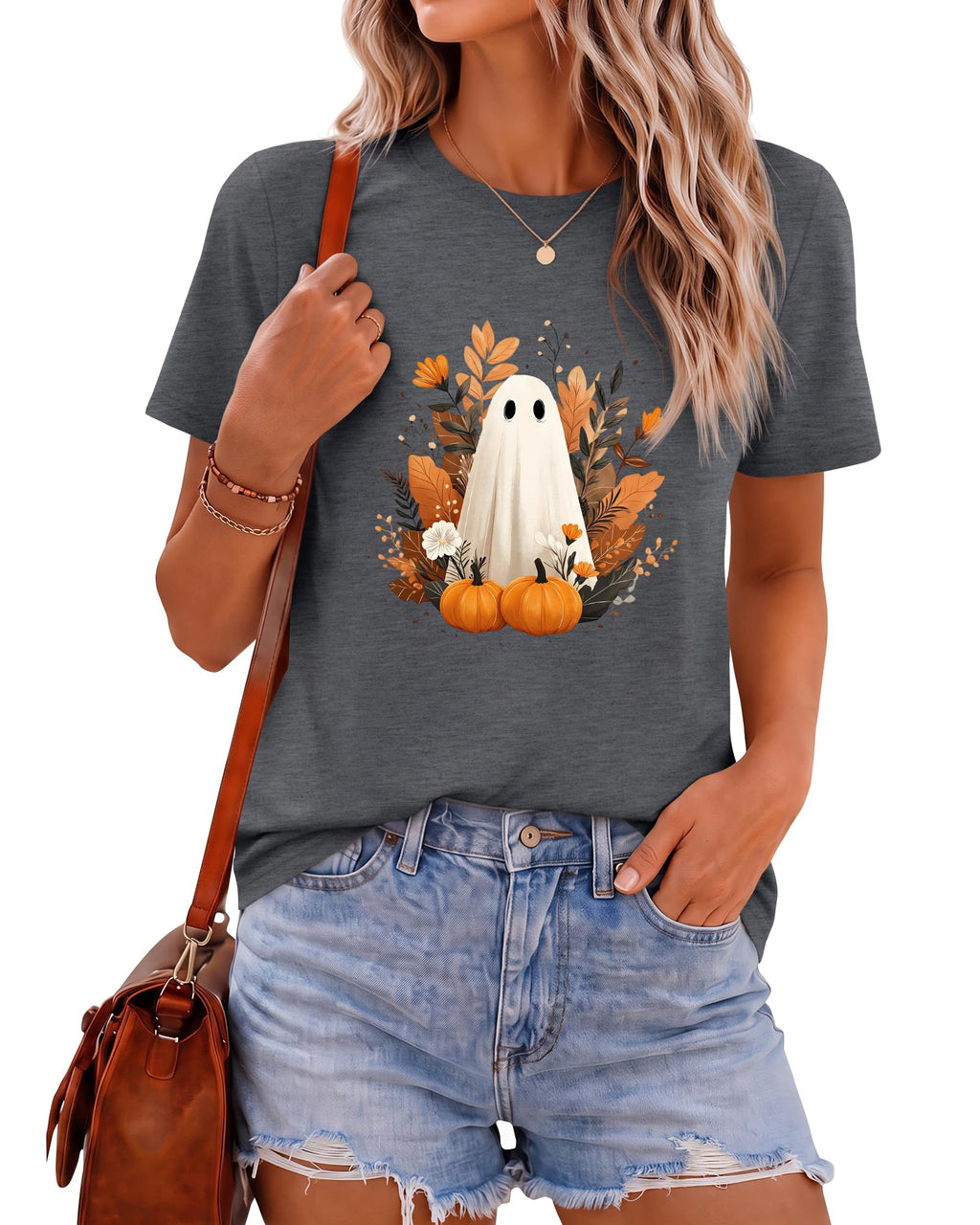 Huukeay Women Halloween Shirt Spooky Ghost Graphic