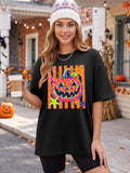 Women Halloween Shirt Oversized Funny Ghost Pumpkin Graphic Fall Tee