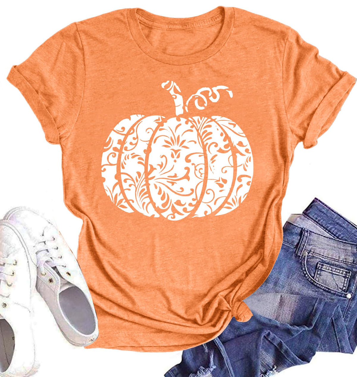 Halloween Pumpkin Shirt Women Leopard Graphic Tees Casual Fall Tops