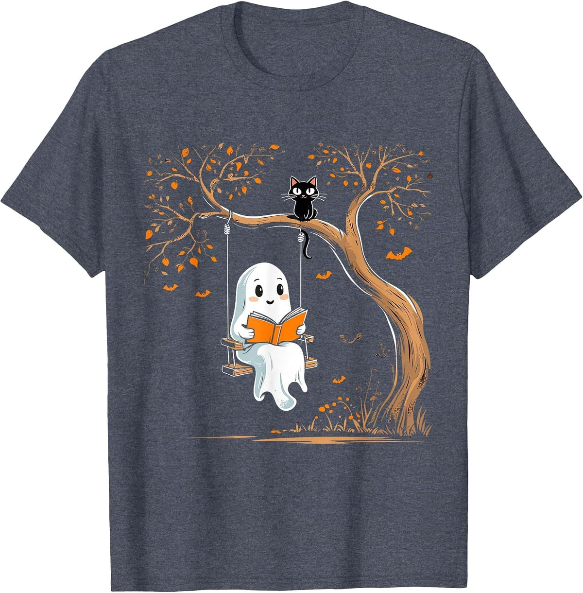 Vintage Ghost Swing Reading Book Swinging Halloween Costume T-Shirt