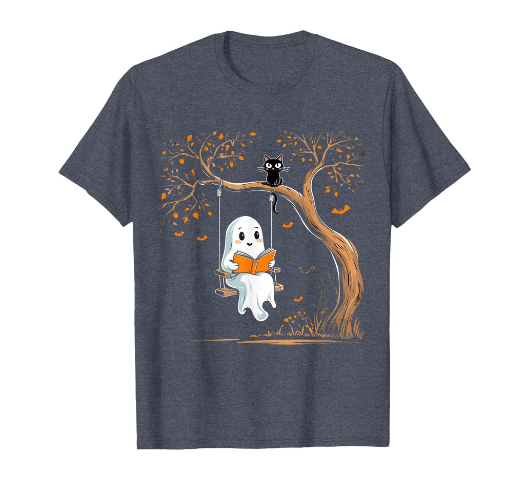 Vintage Ghost Swing Reading Book Swinging Halloween Costume T-Shirt