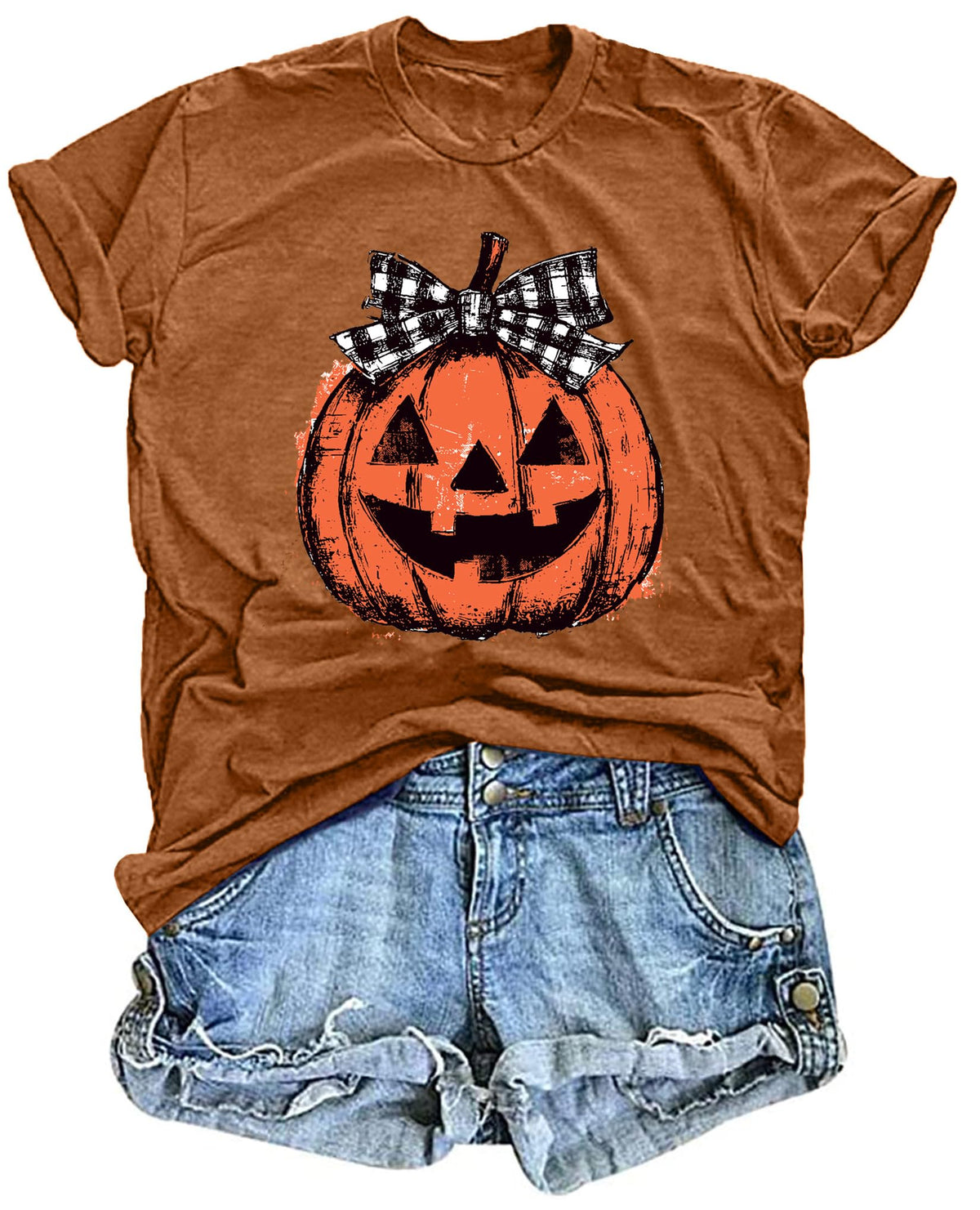 Halloween Pumpkin Shirt Women Leopard Graphic Tees Casual Fall Tops