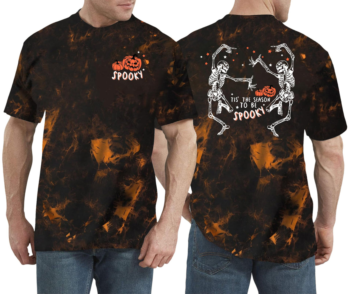 Halloween Shirt for Men Dancing Skeleton Tshirt Pumpkin Graphic Tee