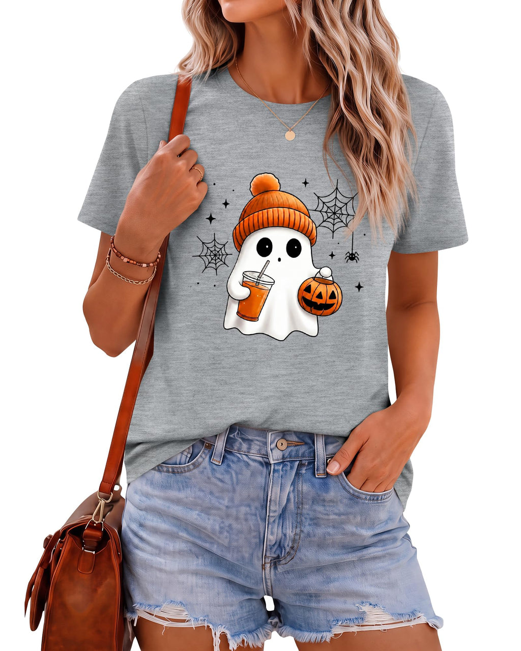 Huukeay Women Halloween Shirt Spooky Ghost Graphic