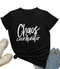 MIMOORN Women's Chaos Coordinator T Shirt Funny Casual V-Neck Graphic Tees