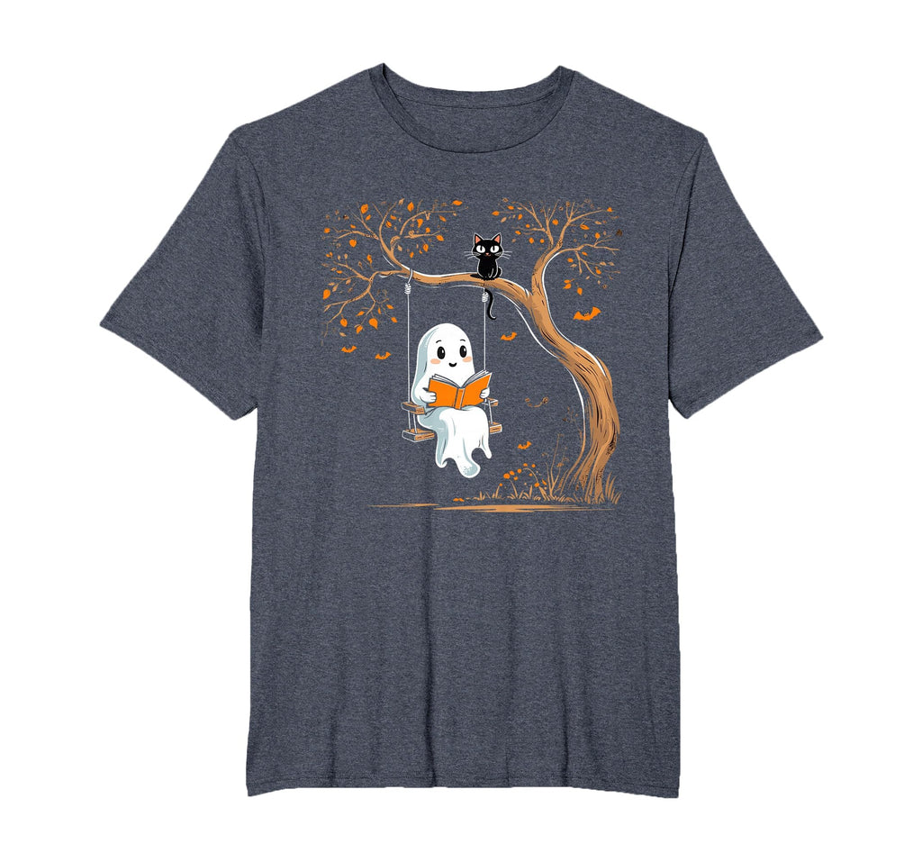 Vintage Ghost Swing Reading Book Swinging Halloween Costume T-Shirt