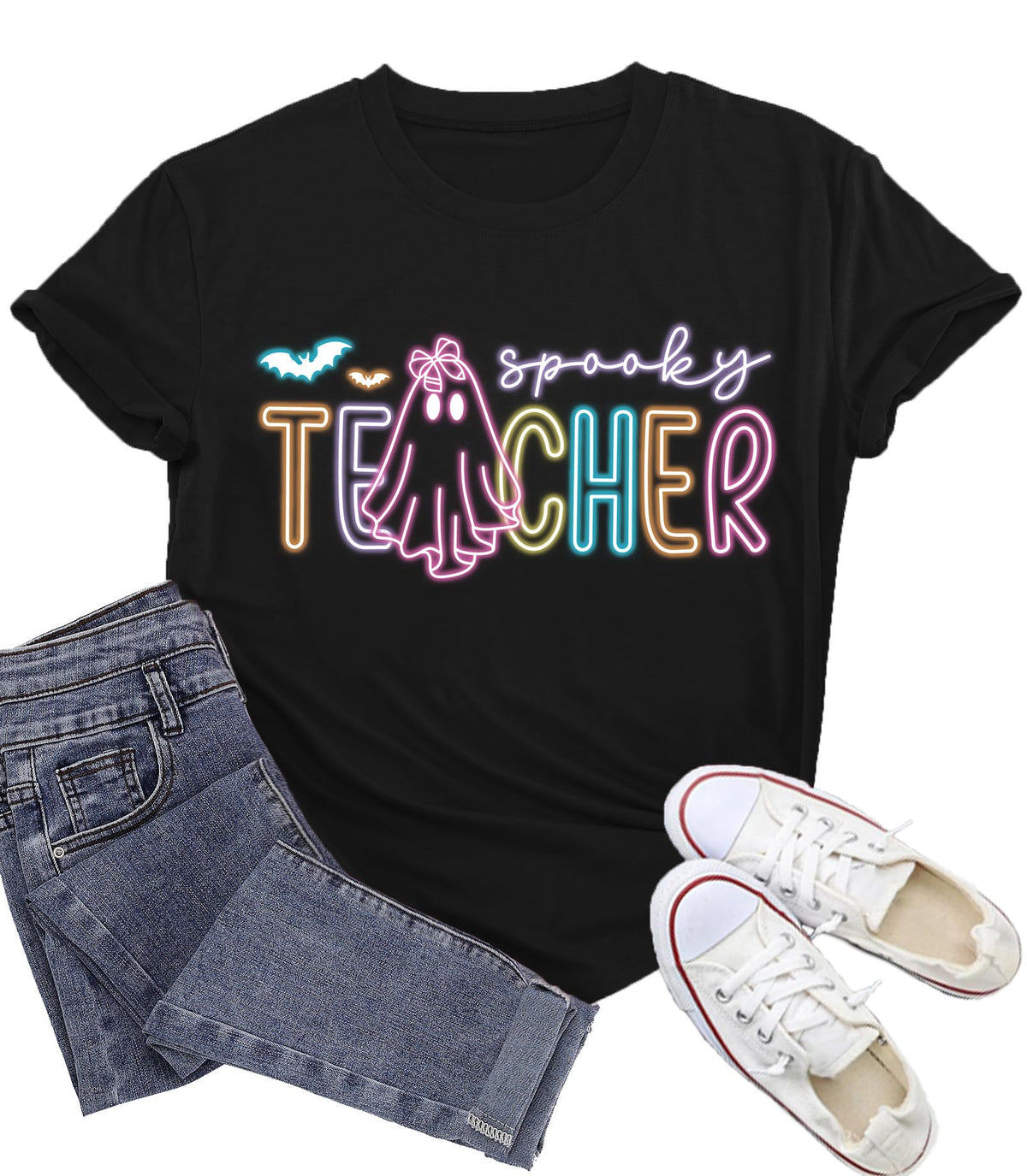 Halloween Shirts for Women Halloween Teacher Tshirt Trick or Teach Tee