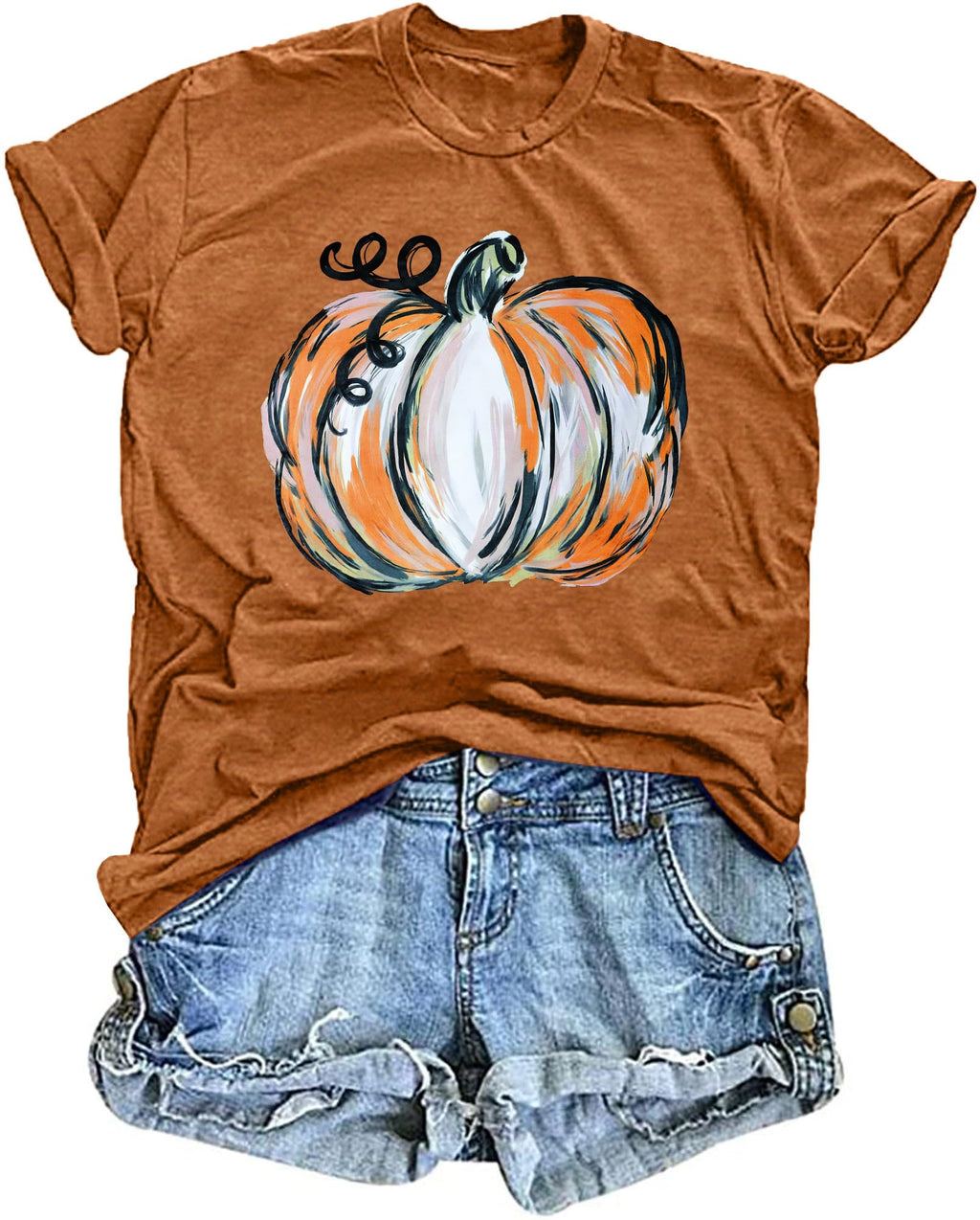 Halloween Pumpkin Shirt Women Leopard Graphic Tees Casual Fall Tops
